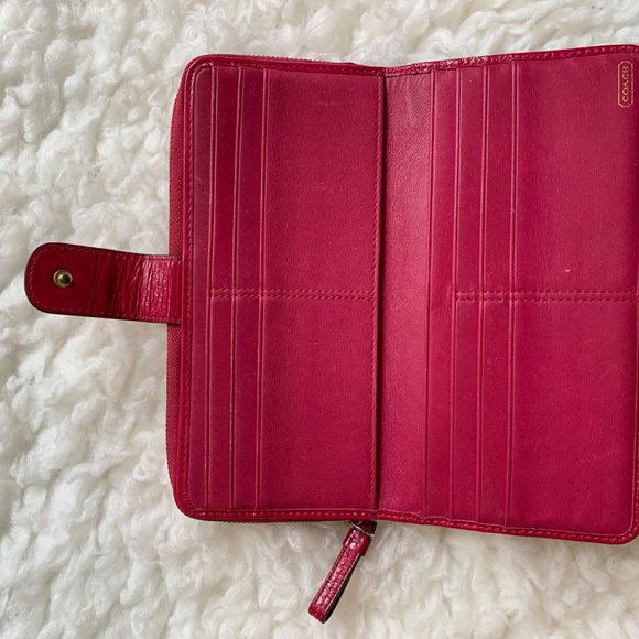Coach Pink and Tan Accordion Zip Wallet - Picture 3 of 5